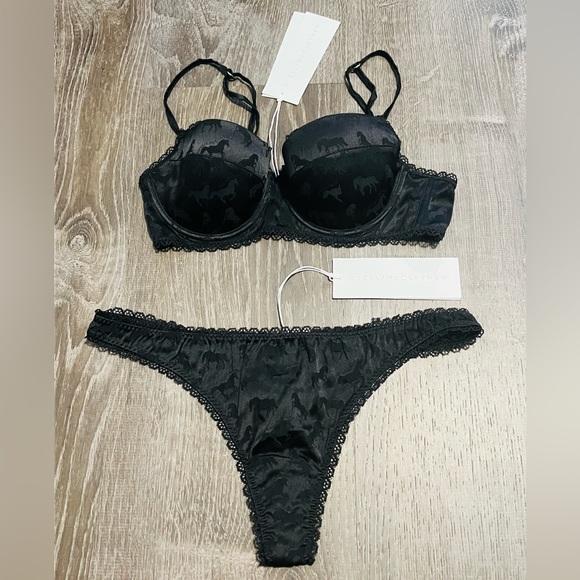 STELLA MCCARTNEY**Underwired Silk Black Bra 34B + Thong Sm.**$280 - Picture 3 of 9